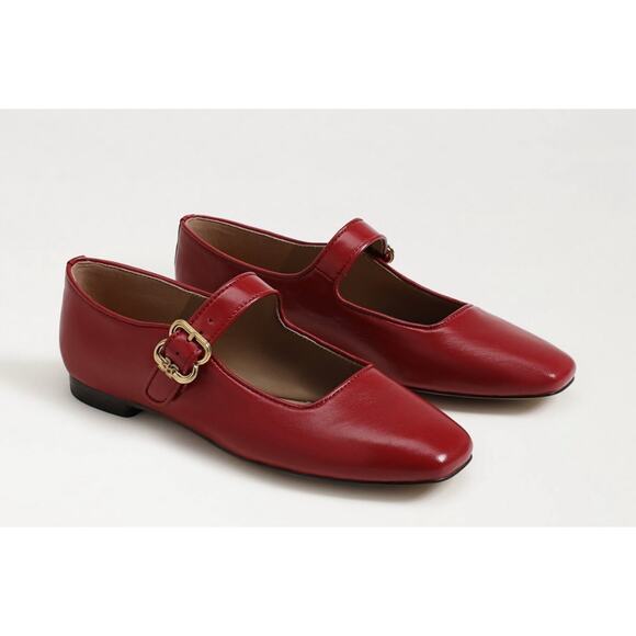 Sam Edelman Shoes - Sam Edelman Red Mary Jane Flats with Gold Buckle